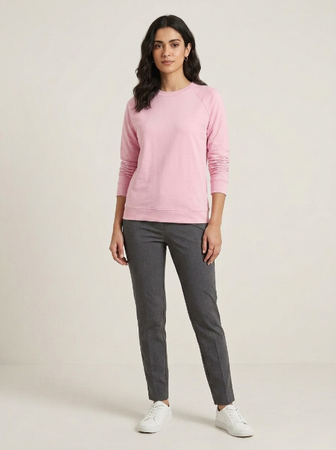 T- Shirt Round Neck Elbow Sleeve Pink