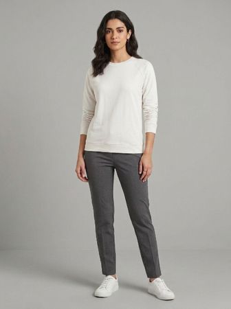 T- Shirt Round Neck Elbow Sleeve White