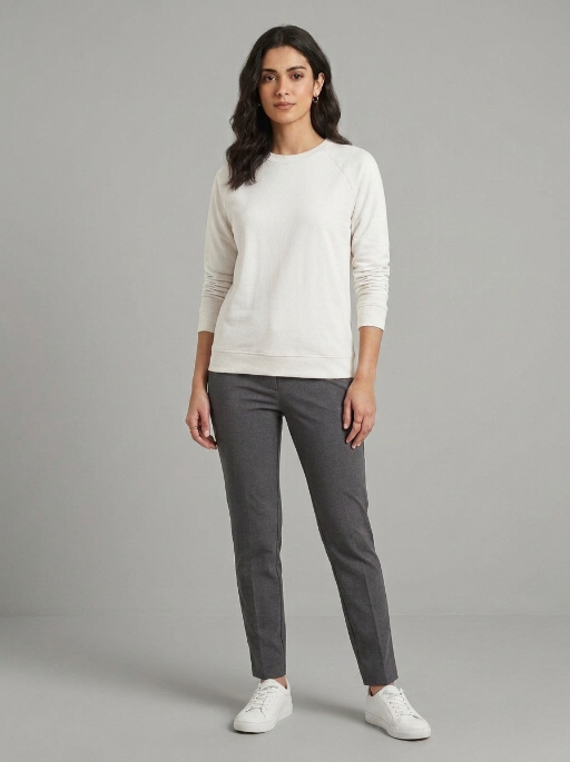 T- Shirt Round Neck Elbow Sleeve White