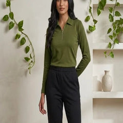 Short  Zippered Shirt Olive