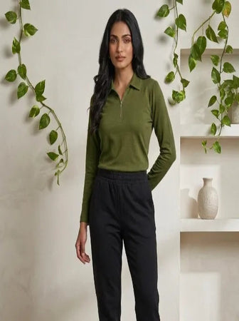 Short  Zippered Shirt Olive