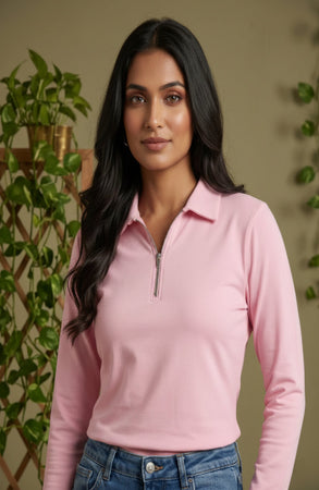 Short  Zippered Shirt Pink