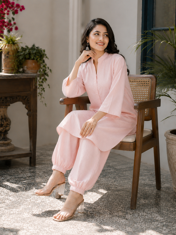 Élan Luxe Co-ord Set-Ruby Pink