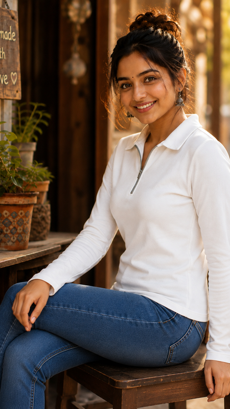 Short  Zippered Shirt White