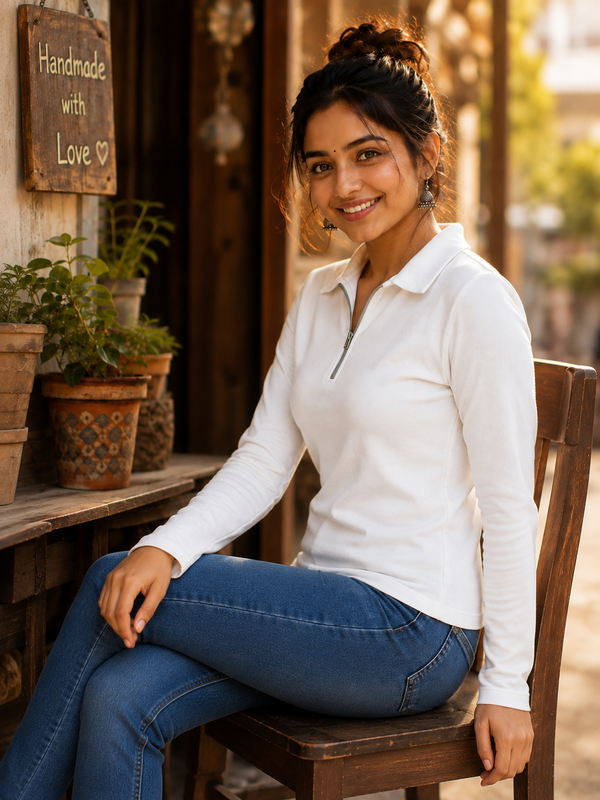 Short  Zippered Shirt White