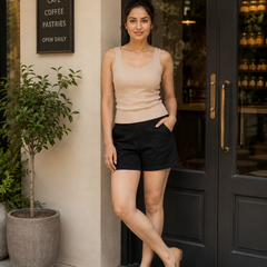 Classic Ribbed Summer Tank Top Beige