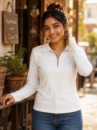 Short  Zippered Shirt White