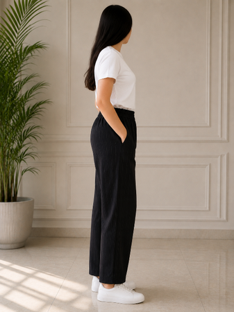 Black Striped Casual Wear Pajama  Soft & Stylish