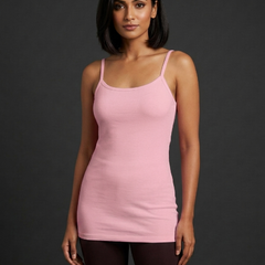 Long Feather Soft Camisole Pink