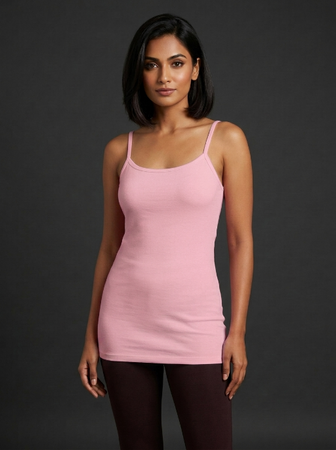Long Feather Soft Camisole Pink
