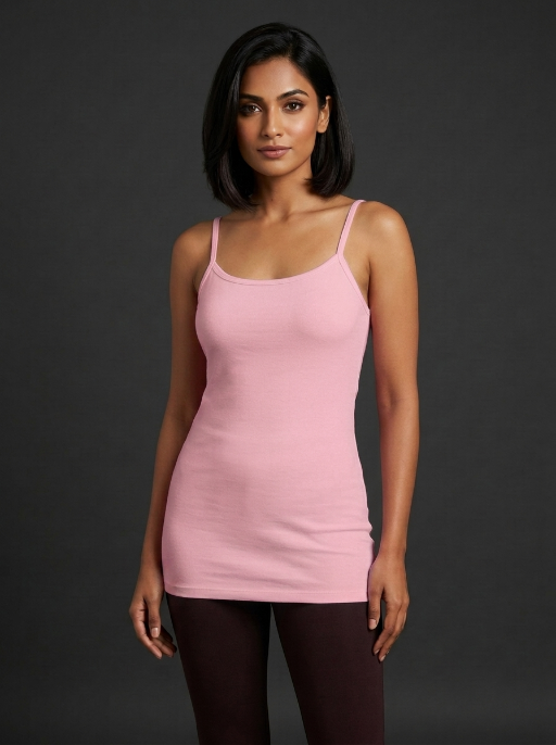 Long Feather Soft Camisole Pink