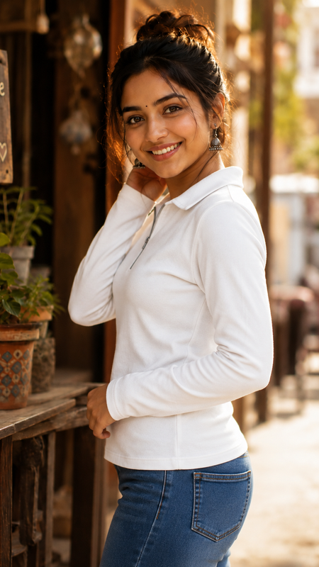 Short  Zippered Shirt White