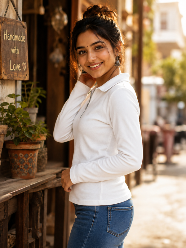 Short  Zippered Shirt White