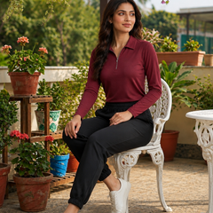 Short  Zippered Shirt Burgundy