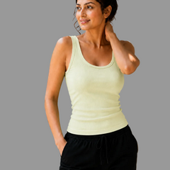 Classic Ribbed Summer Tank Top Light Green