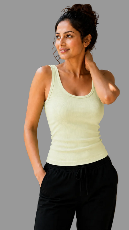 Classic Ribbed Summer Tank Top Light Green