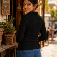 Short  Zippered Shirt Black