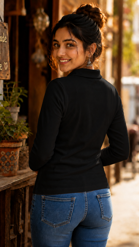 Short  Zippered Shirt Black