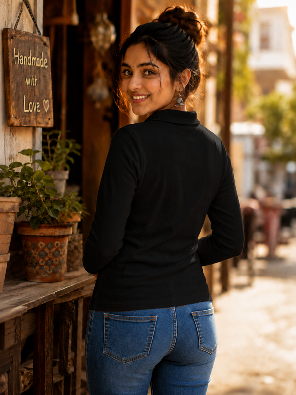 Short  Zippered Shirt Black