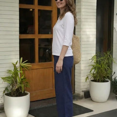 T- Shirt V  Neck Elbow  Sleeve White