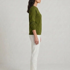 T- Shirt Round Neck Elbow Sleeve Olive