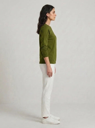 T- Shirt Round Neck Elbow Sleeve Olive