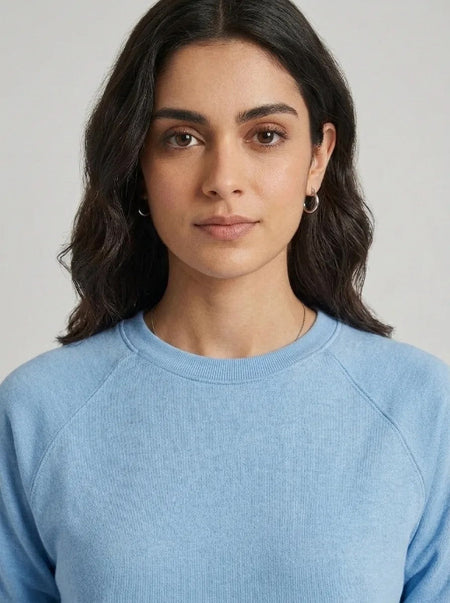 T-Shirt Round Neck Elbow Sleeve  Aqua