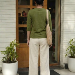 T- Shirt V  Neck Elbow  Sleeve Olive