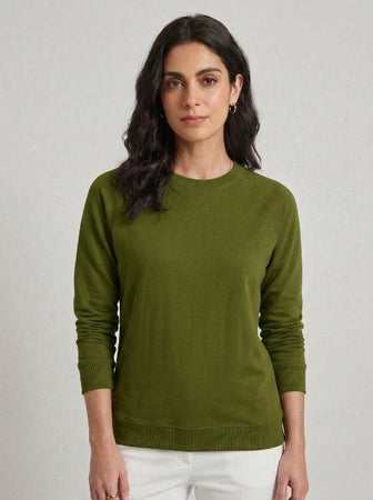 T- Shirt Round Neck Elbow Sleeve Olive