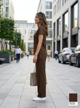 Easy Day Co-ord Set in  Choco