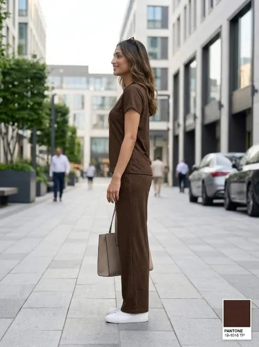 Easy Day Co-ord Set in  Choco