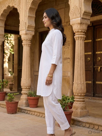 Masti Mood Coord Set with Color Band White