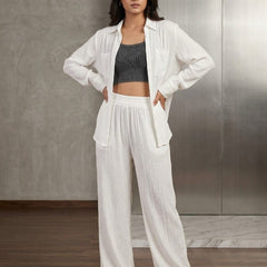 Elegant White Textured Co-Ord Set for Women