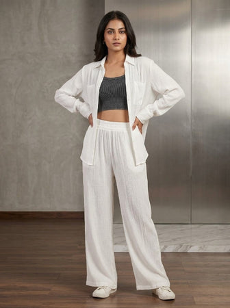 Elegant White Textured Co-Ord Set for Women