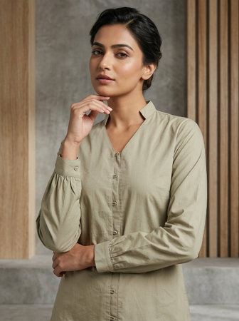 Over Dyed  Shirt  Light Olive