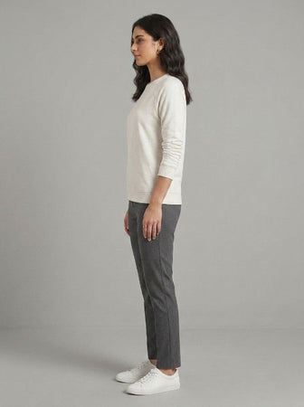 T- Shirt Round Neck Elbow Sleeve White