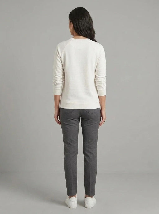 T- Shirt Round Neck Elbow Sleeve White
