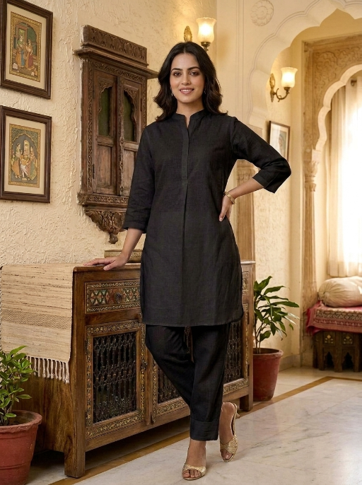 Masti Mood Coord Set with Color Band Black