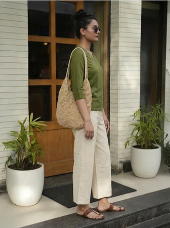 T- Shirt V  Neck Elbow  Sleeve Olive