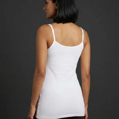 Long Feather Soft Camisole White