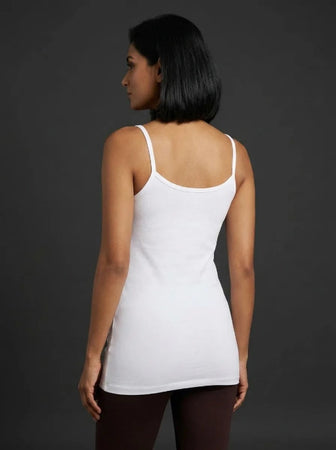 Long Feather Soft Camisole White