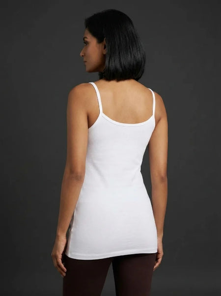 Long Feather Soft Camisole White
