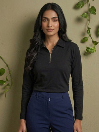 Short  Zippered Shirt Black