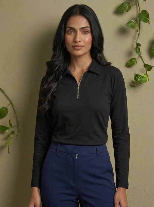 Short  Zippered Shirt Black