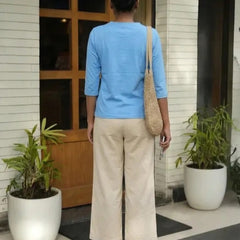 T- Shirt V  Neck Elbow  Sleeve Aqua