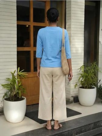 T- Shirt V  Neck Elbow  Sleeve Aqua