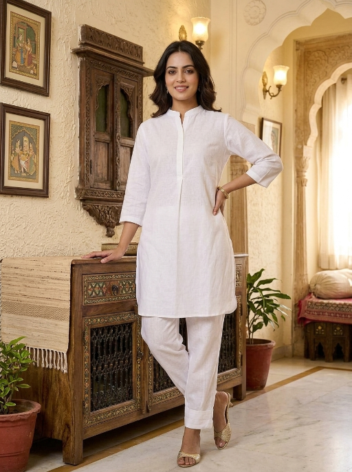 Masti Mood Coord Set with Color Band White