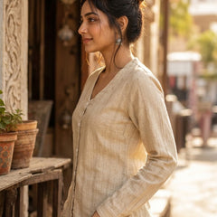 Over Dyed Shirt V neck F/S