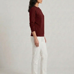 T- Shirt Round Neck Elbow Sleeve Burgundy