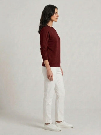 T- Shirt Round Neck Elbow Sleeve Burgundy